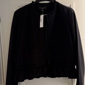 J crew cropped ruffle blazer, black, sz 16